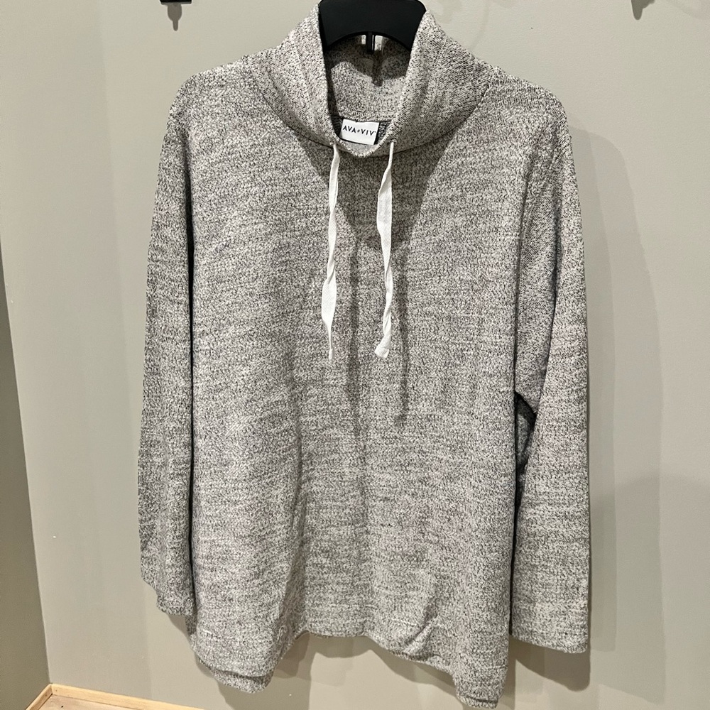 Mock Turtleneck Tunic Style Sweatshirt
